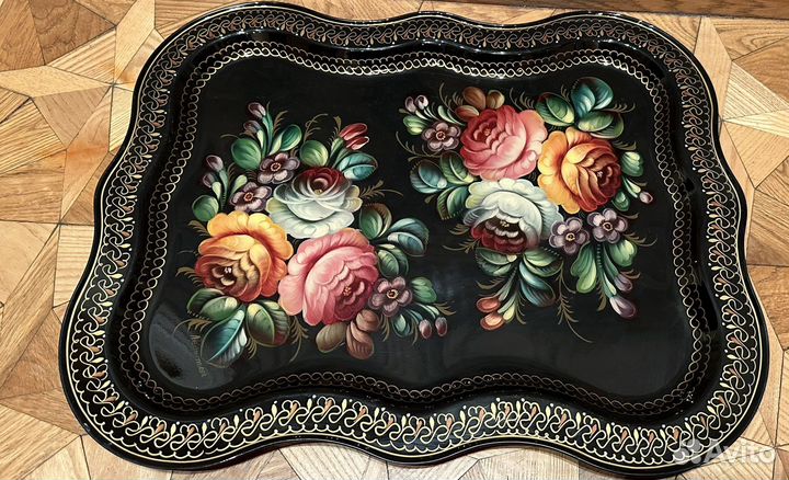 Подносы Жостово СССР ручная роспись Леонтьева