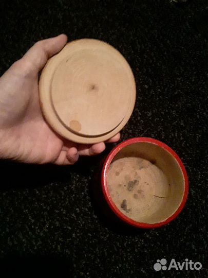 Винтаж деревянная баночка роспись
