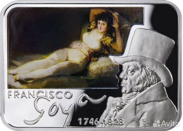 Монета 1 доллар 2010 Ниуэ, Франсиско Гойя, серебро