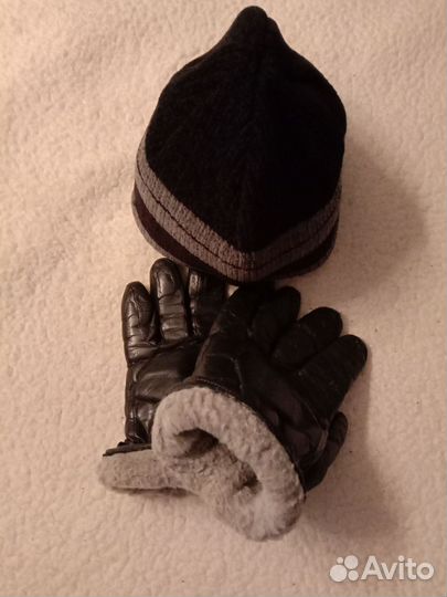 Мужские кожаные перчатки зимние с мехом