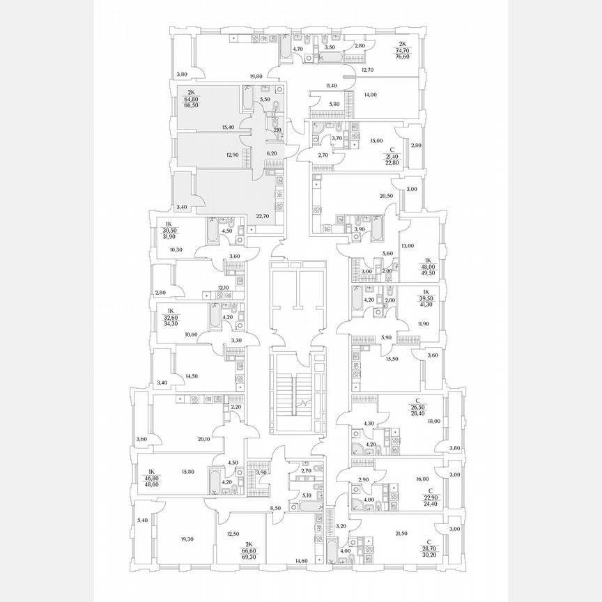2-к. квартира, 72,1 м², 13/13 эт.