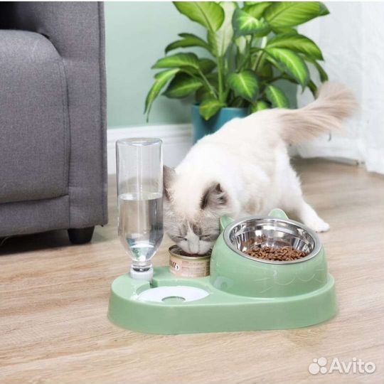 Миска с автоматической поилкой для кошек 2 в 1