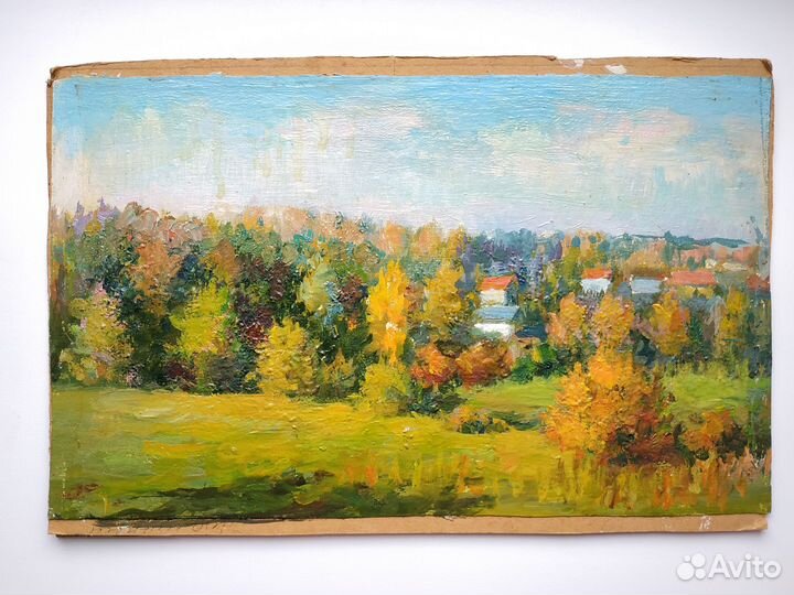 Картина, пейзаж. Масло, картон, годы СССР