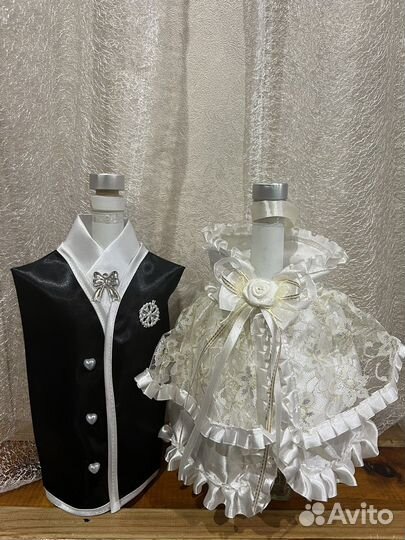 Свадебный наряд на бутылки