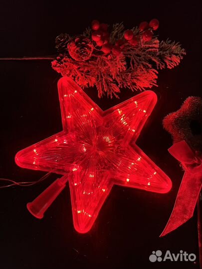 Звезда на елку навогодняя красная