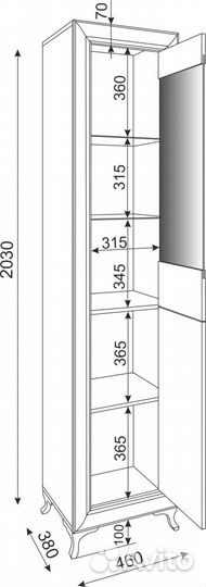 Пенал-витрина Саванна М 26