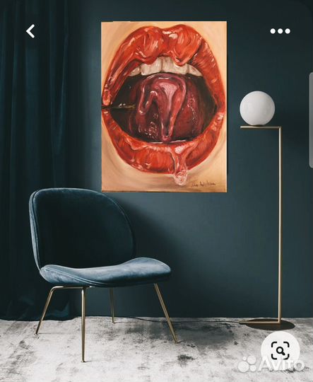 Картина Губы Вишня маслом на холсте