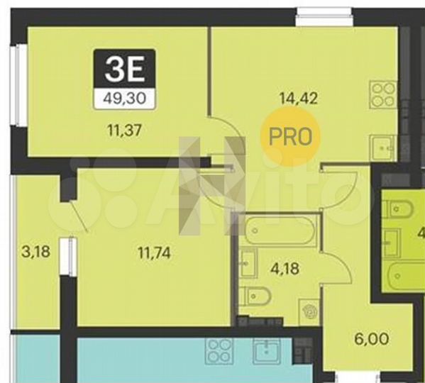 2-к. квартира, 49,3 м², 8/18 эт.