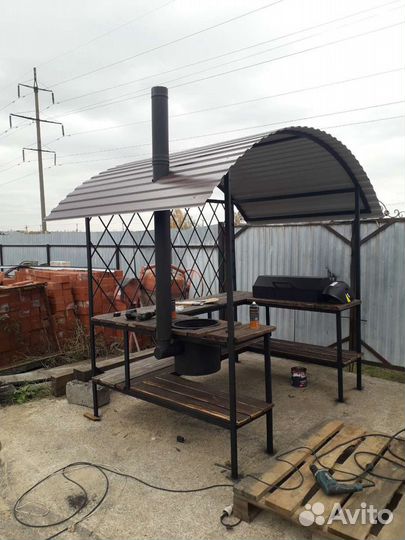 Казан мангал зона с крышей