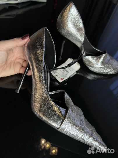Туфли женские 39 размер zara серебристые
