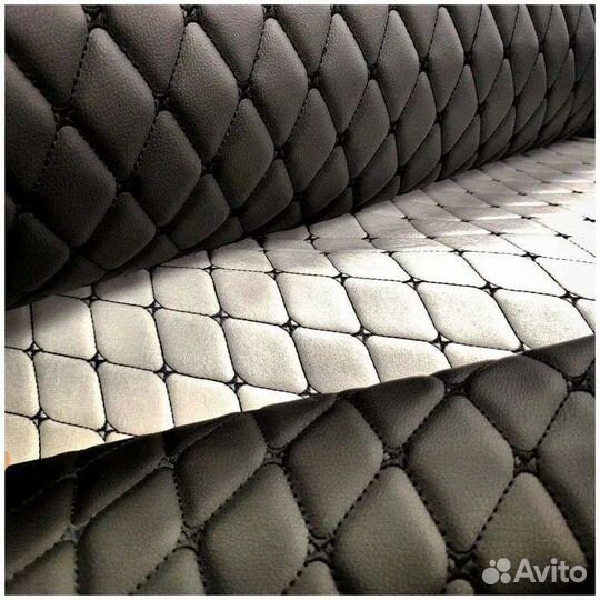 Стеганая экокожа ромб на поролоне