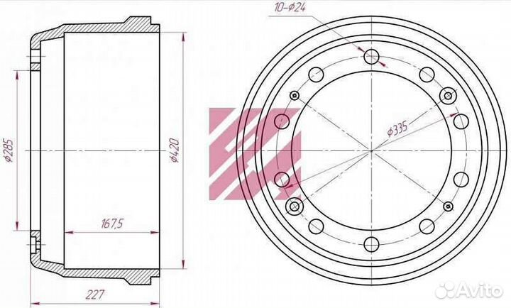 Барабан тормозной передний даф 420x150/166