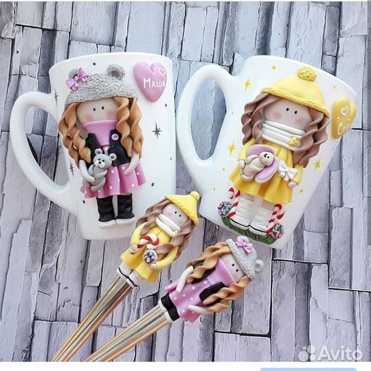 Кружки и ложки из полимерной глины