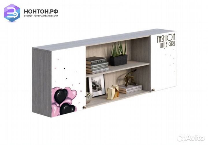 Полка навесная Мийа-3А ясень шимо светлый / белая