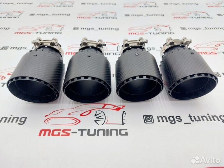 4 Насадки выхлоп Akrapovic Jet black карбон 102мм