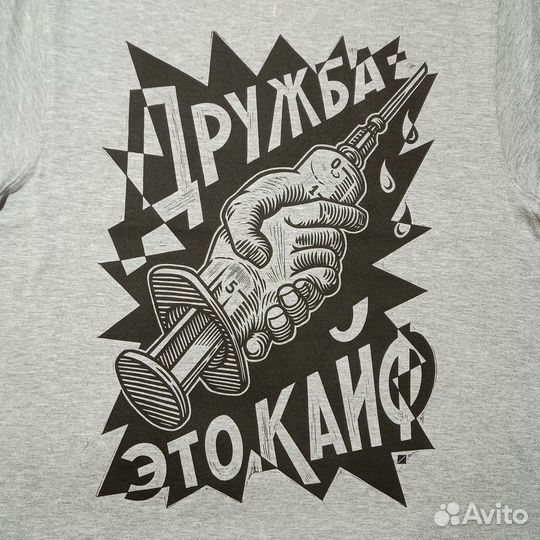 Кастом футболка ручной работы, линогравюра