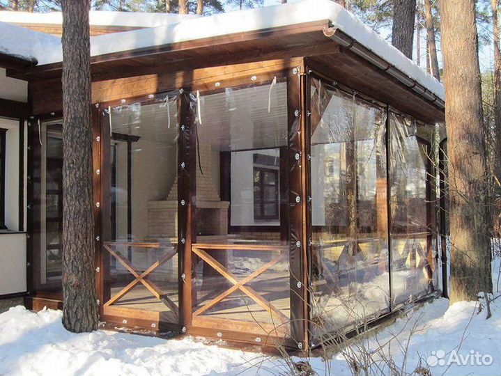 Мягкие окна безрамное остекление веранд, беседок