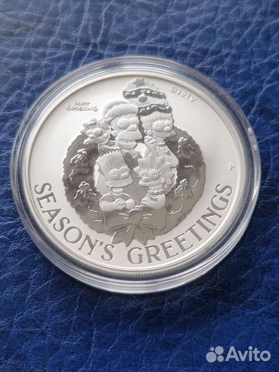 Монета Серебро Симпсоны Рождество Simpsons Унция