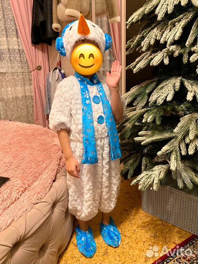 Новогодний детский костюм снеговика 104-110