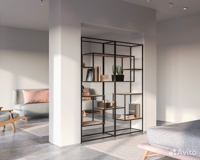 Стеллаж книжный напольный в стиле лофт