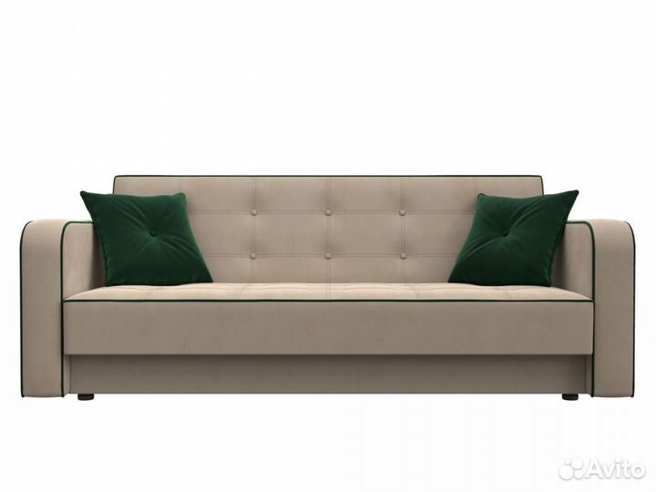 Диван-книжка Тур, велюр, бежевый, зеленый, зеленый