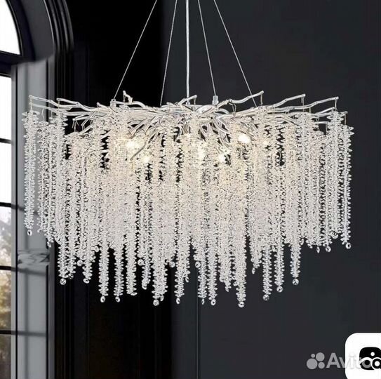 Люстра водопад хром золото дизайнерские