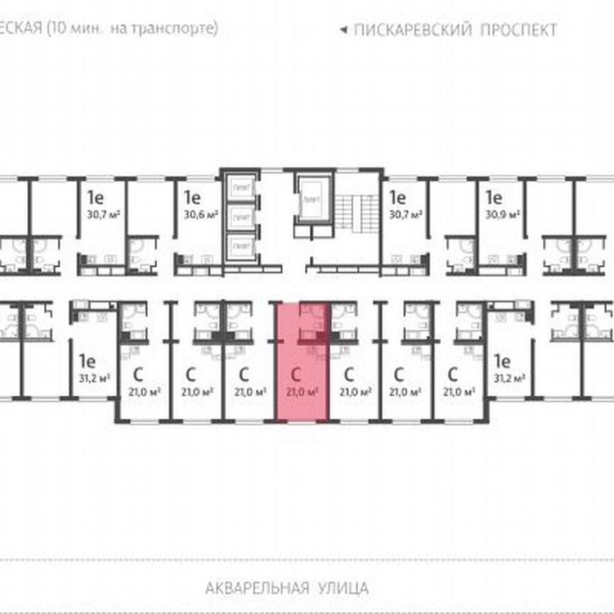 Квартира-студия, 20,7 м², 25/25 эт.