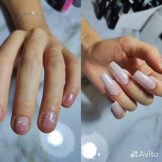 Маникюр+наращивание ногтей+покрытие