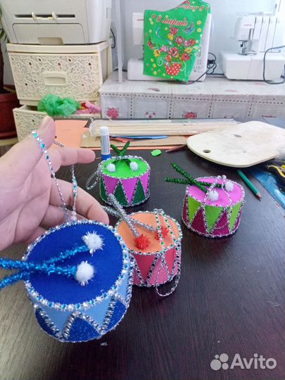 Ёлочная игрушка барабан хэндмейд