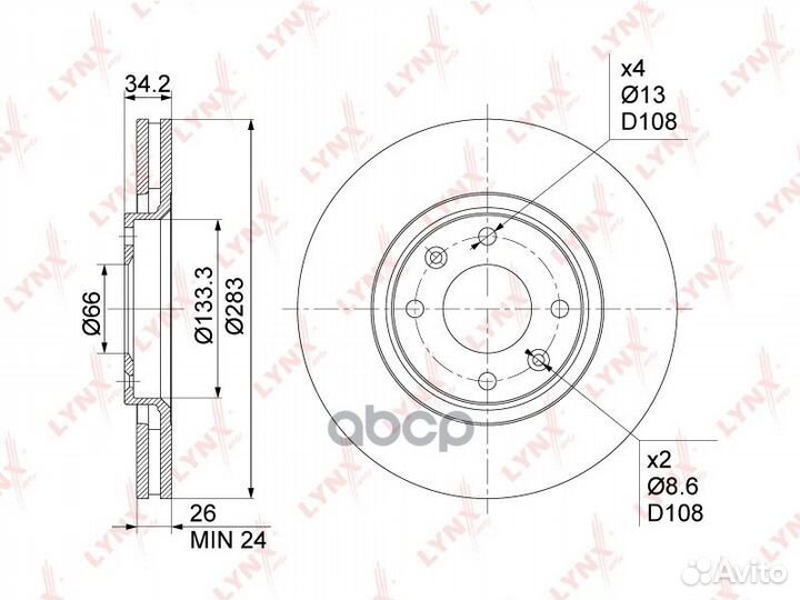 Диск тормозной перед BN1015 lynxauto
