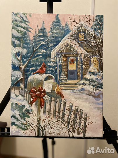 Картина маслом. Зимний пейзаж