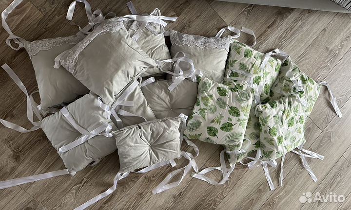 Подушки-бортики для детской кроватки,12 шт