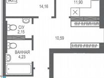 2-к. квартира, 60,3 м², 3/8 эт.