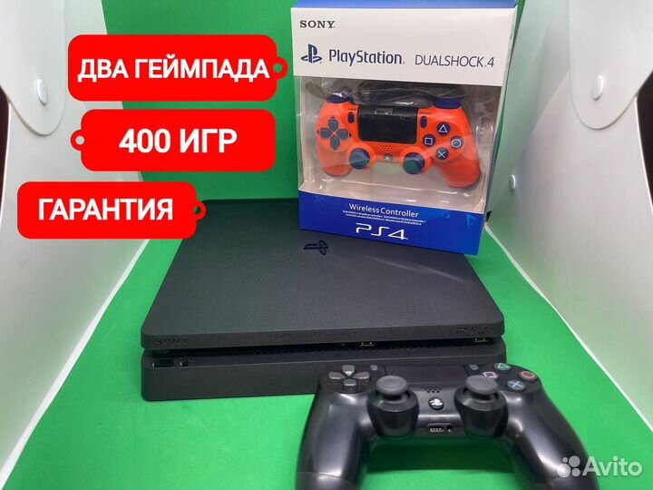 Ps4 slim +400 игр + 2 геймпада