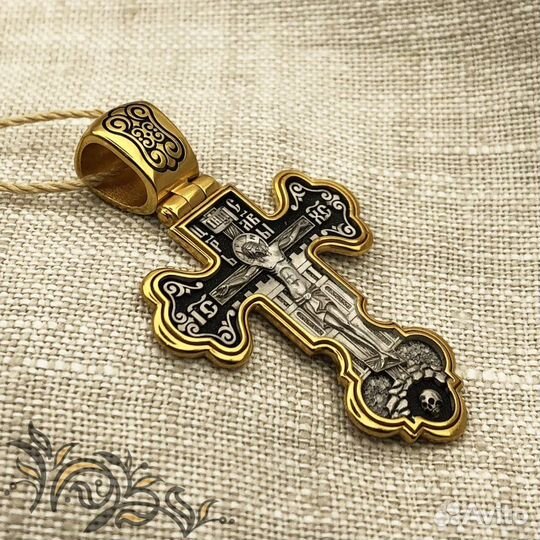 Серебряный крест Валаамская икона Божией Матери
