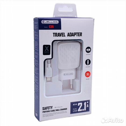 Сзу jellico C26 2.1A 2USB+Lightning (White)