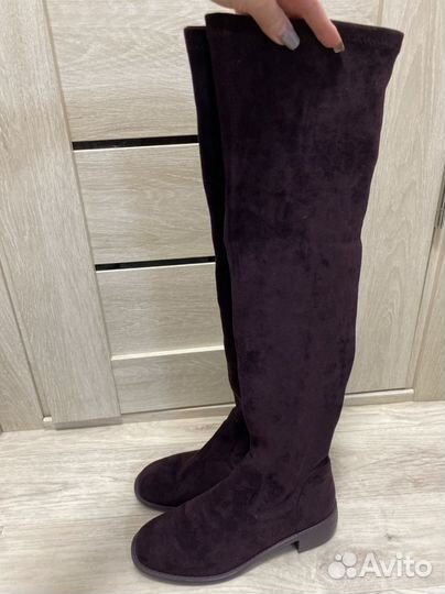 Сапоги ботфорты замшевые зимние 38р