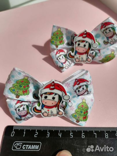 Новогодние бантики на резиночках 3см