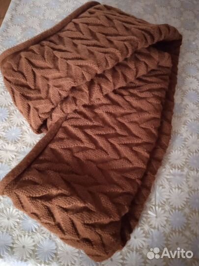 Шарф- хомут, снуд вязаный коричневый новый