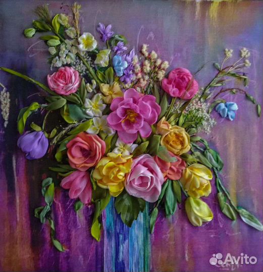 Картина вышивка лентами