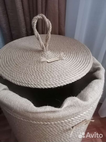 Корзина из джута с крышкой