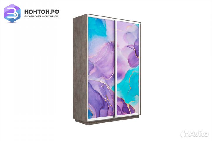 Шкаф-купе 2-х дверный Нонтон фото №1002 / бетон