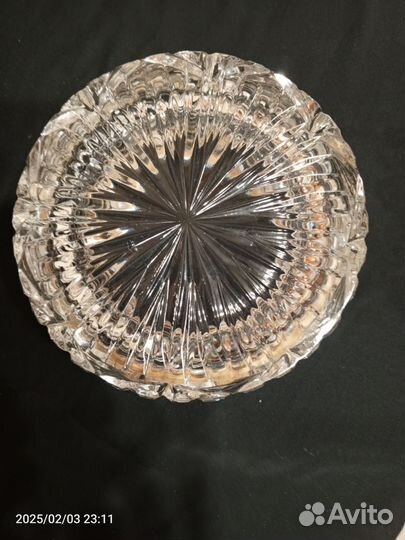 Хрустальная ваза с мельхиороаым ободком