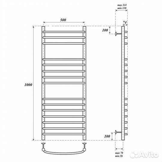 Водяной полотенцесушитель Point 05 PN05150S 500x1