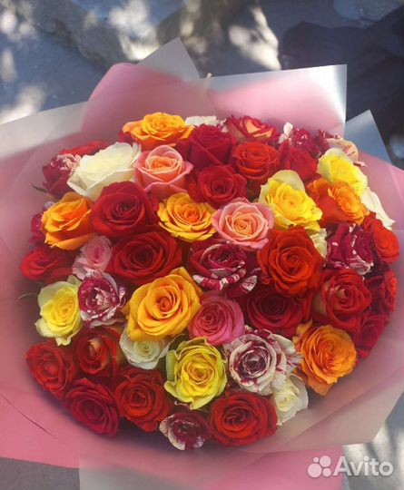 Цветы розы 51шт доставка