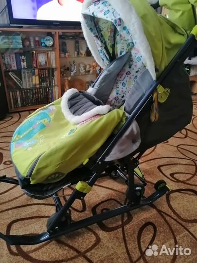 Детские санки коляска с колесами