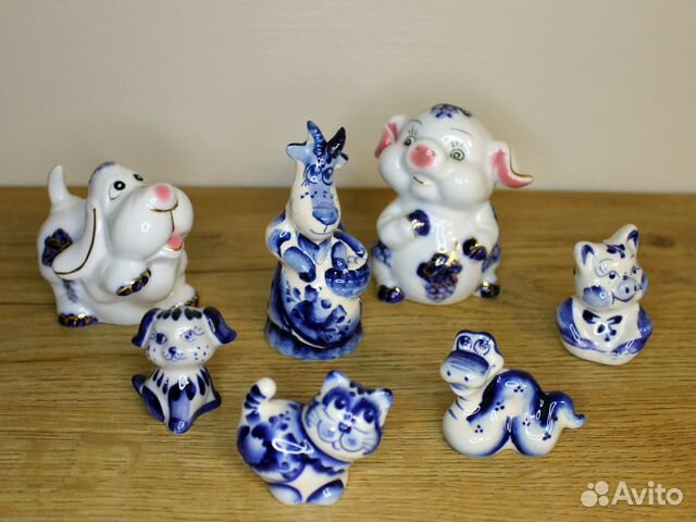 Фигурки животных гжель