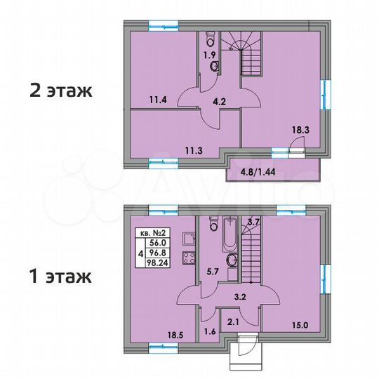 Таунхаус 98,8 м² на участке 3 сот.