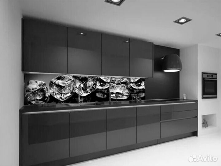 Панель фотопечать Гурман79 Лёд на черном 600*3000*