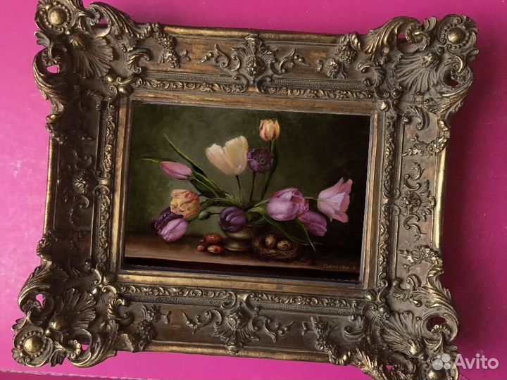 Картина маслом цветы Тюльпаны на заказ